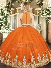 Fabulous Sleeveless Zipper Floor Length Beading and Appliques Ball Gown Prom Dress