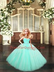 Comfortable Apple Green Sleeveless Floor Length Beading and Lace Lace Up Quinceanera Gown