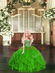 Ball Gowns Quinceanera Dresses Green Sweetheart Organza Sleeveless Floor Length Zipper