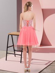 Chiffon Sleeveless Mini Length Prom Party Dress and Beading