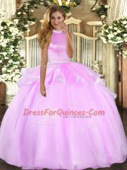 Beading and Ruffles Sweet 16 Dresses Lilac Backless Sleeveless Floor Length
