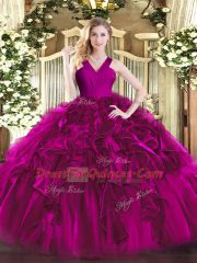 Sleeveless Zipper Floor Length Ruffles Quinceanera Dresses