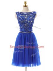 Graceful Royal Blue Bateau Neckline Beading Homecoming Dress Sleeveless Zipper