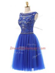 Graceful Royal Blue Bateau Neckline Beading Homecoming Dress Sleeveless Zipper