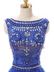 Graceful Royal Blue Bateau Neckline Beading Homecoming Dress Sleeveless Zipper