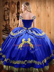 Satin and Organza Sleeveless Floor Length Sweet 16 Dress and Beading and Embroidery