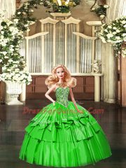Fantastic Green Sweetheart Neckline Beading and Ruffled Layers 15 Quinceanera Dress Sleeveless Lace Up