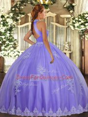 Dramatic Rose Pink Tulle Backless Halter Top Sleeveless Floor Length Quinceanera Gowns Beading and Appliques