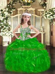 Green Sleeveless Organza Lace Up Pageant Dress for Party and Quinceanera