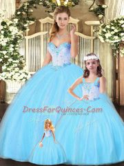 Customized Sleeveless Lace Up Floor Length Beading Vestidos de Quinceanera