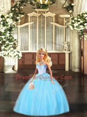 Customized Sleeveless Lace Up Floor Length Beading Vestidos de Quinceanera