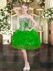 Amazing Organza Sleeveless Floor Length Sweet 16 Dress and Beading and Ruffles