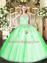 Fitting Floor Length Two Pieces Sleeveless Quinceanera Dresses Zipper