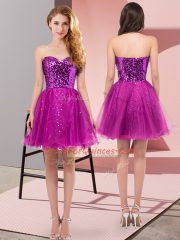 Sweetheart Sleeveless Zipper Prom Party Dress Fuchsia Tulle