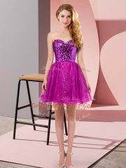 Sweetheart Sleeveless Zipper Prom Party Dress Fuchsia Tulle