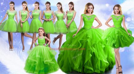 Superior Beading and Ruffles Quinceanera Gowns Lace Up Sleeveless Floor Length