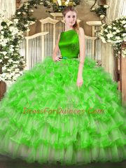 Floor Length Quinceanera Gowns Scoop Sleeveless Clasp Handle