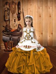 Excellent Brown Sleeveless Organza Lace Up Child Pageant Dress for Sweet 16 and Quinceanera