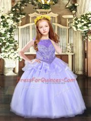 Lavender Sleeveless Organza Zipper Pageant Dresses for Party and Quinceanera
