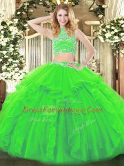 Floor Length Quinceanera Dresses High-neck Sleeveless Backless