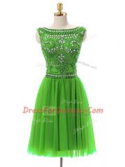 Tulle Zipper Bateau Sleeveless Mini Length Dress for Prom Beading