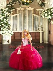 Floor Length Red 15th Birthday Dress Sweetheart Sleeveless Lace Up