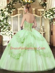 Beauteous Tulle Sleeveless Floor Length Ball Gown Prom Dress and Beading and Appliques