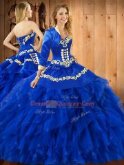 Glorious Sleeveless Lace Up Floor Length Embroidery and Ruffles Sweet 16 Dresses