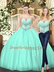 Floor Length Two Pieces Sleeveless Apple Green 15 Quinceanera Dress Lace Up