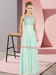 Amazing Apple Green Scoop Neckline Beading Prom Party Dress Sleeveless Backless