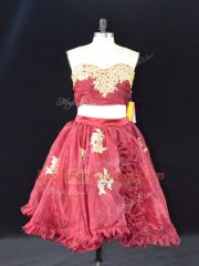 Fantastic Organza Sleeveless Mini Length Prom Dresses and Appliques and Ruffles