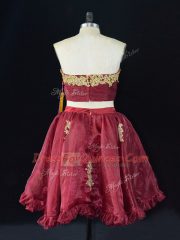Fantastic Organza Sleeveless Mini Length Prom Dresses and Appliques and Ruffles