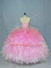 Beading Quinceanera Gown Multi-color Lace Up Sleeveless Floor Length