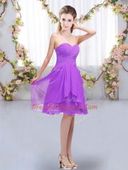 Top Selling Sweetheart Sleeveless Lace Up Damas Dress Lavender Chiffon