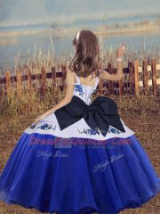 Classical Rust Red Embroidery and Ruffled Layers Little Girls Pageant Dress Wholesale Lace Up Organza Sleeveless Floor Length