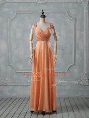 Stunning Orange Sleeveless Chiffon Criss Cross Prom Dresses for Prom and Party and Military Ball
