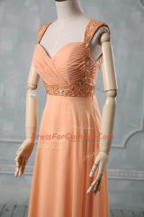 Stunning Orange Sleeveless Chiffon Criss Cross Prom Dresses for Prom and Party and Military Ball