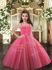 Hot Pink Custom Made Pageant Dress Party and Sweet 16 and Wedding Party with Beading Straps Sleeveless Lace Up