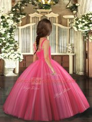 Hot Pink Custom Made Pageant Dress Party and Sweet 16 and Wedding Party with Beading Straps Sleeveless Lace Up