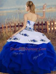 Ball Gowns Quinceanera Gown Royal Blue Sweetheart Tulle Sleeveless Floor Length Lace Up