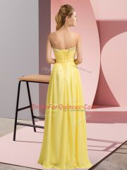 Affordable Yellow Green Prom Gown Prom and Party and Military Ball with Beading Sweetheart Sleeveless Lace Up