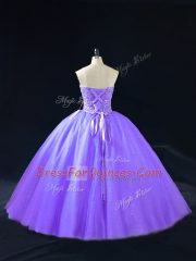 Modest Lavender Sweetheart Neckline Beading Quinceanera Gowns Sleeveless Lace Up