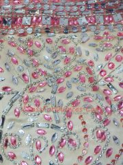 Best Watermelon Red Organza Lace Up Off The Shoulder Sleeveless Floor Length Quinceanera Gown Beading and Ruffles