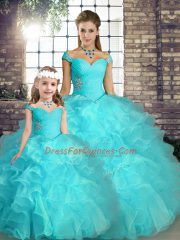 Comfortable Organza Sleeveless Floor Length Quinceanera Dresses and Beading and Ruffles