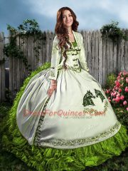 Attractive Ball Gowns Sweet 16 Dresses Olive Green Sweetheart Organza Sleeveless Floor Length Lace Up