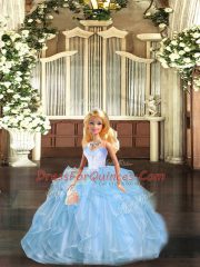 Noble Sweetheart Sleeveless Lace Up Quinceanera Gowns Blue Organza