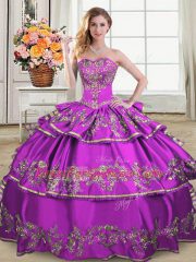 Extravagant Floor Length Ball Gowns Sleeveless Purple Quinceanera Dresses Lace Up