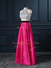 Scoop Sleeveless Satin Prom Gown Ruching Lace Up