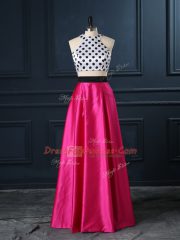 Scoop Sleeveless Satin Prom Gown Ruching Lace Up