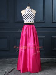 Scoop Sleeveless Satin Prom Gown Ruching Lace Up
